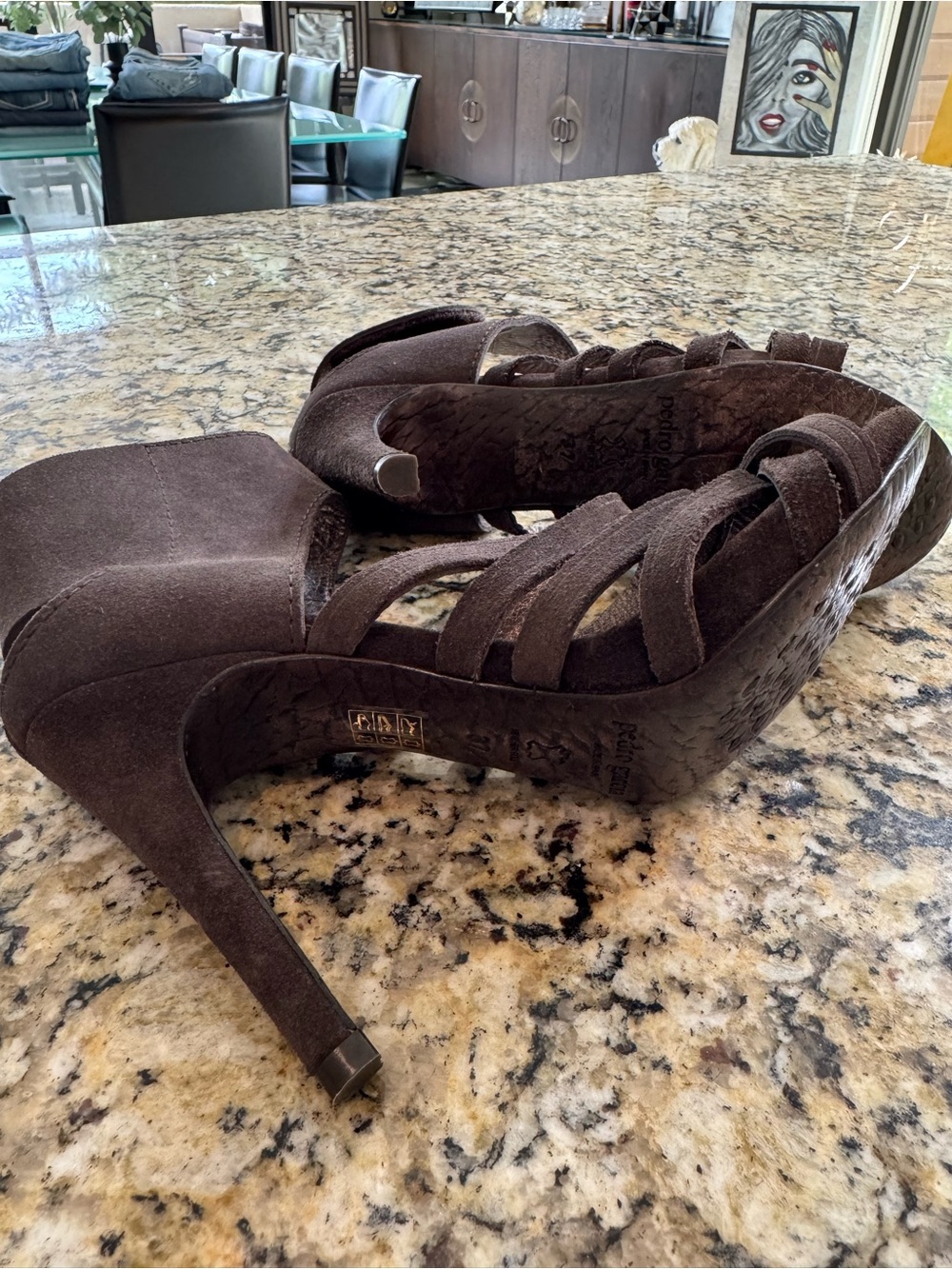 Pedro Garcia Dark Brown Suede Strappy Ankle Cuff Heels IT 37| US 7 - Picture 4 of 4